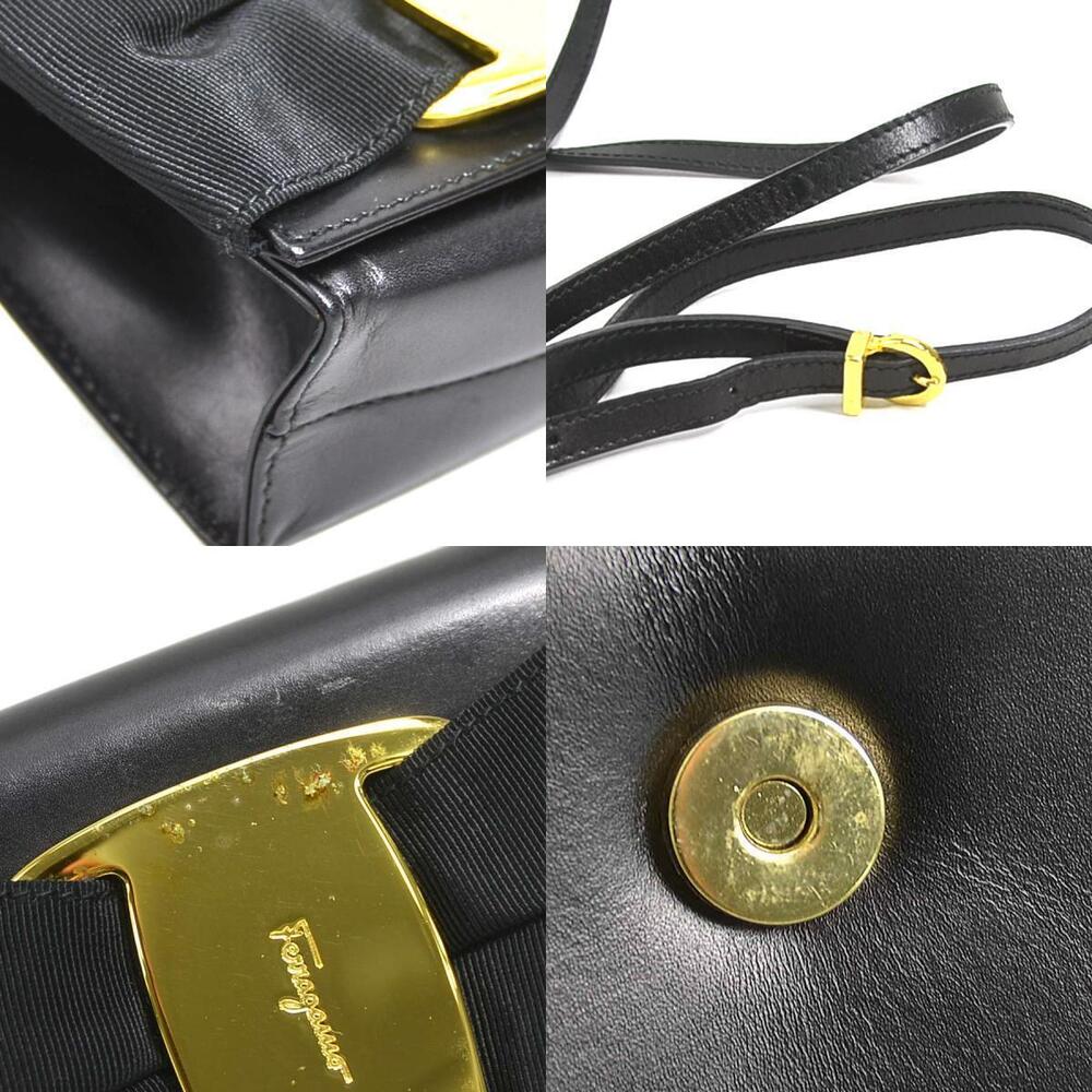 Salvatore Ferragamo Gold Vara Leather Shoulder Black Bag Crossbody - Picture 4 of 4